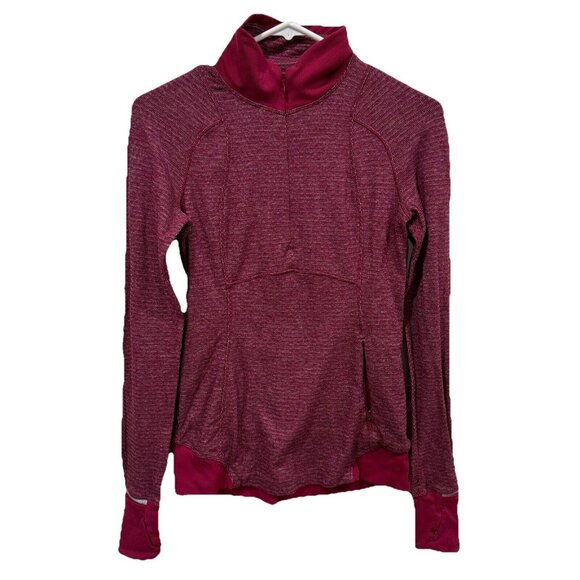 Lululemon Runderful 1/2 Zip Mini Check Pique Bordeaux‎ Drama Heathered Berry - Picture 2 of 7